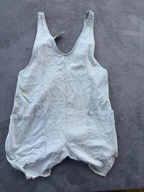We The Free Free People High Roller Railroad Stripe Denim Shortalls